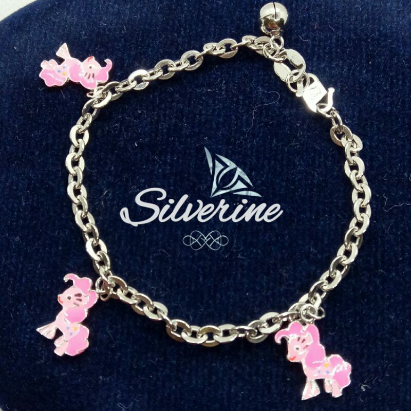 GELANG TANGAN ANAK KUDA PONY SILVER 925 PERAK 925 LAPIS EMAS PUTIH RHODIUM