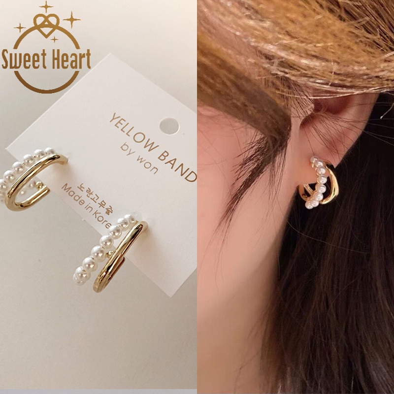 Anting Mutiara Double Layer Untuk Wanita