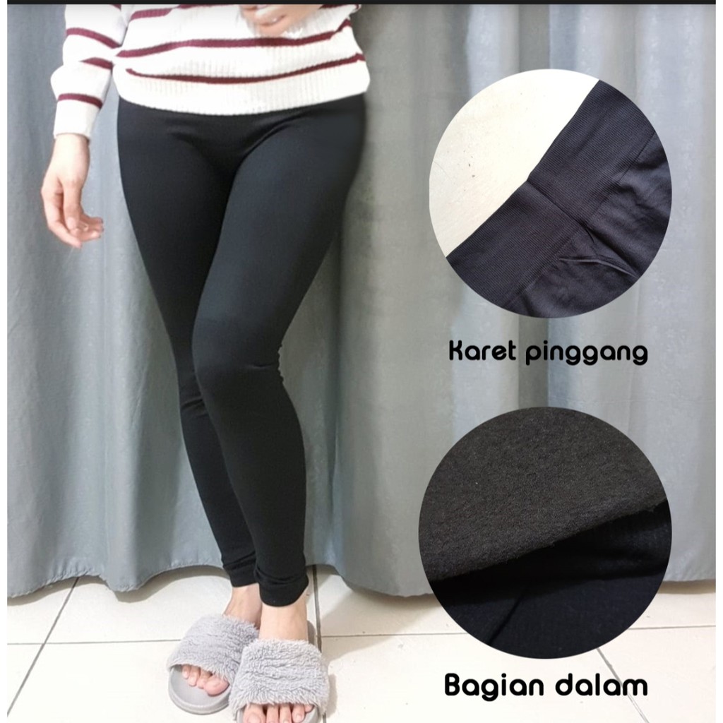 Celana Legging Tebal Fleece Premium / Import / Legging Polos Tebal / Fashion Wanita