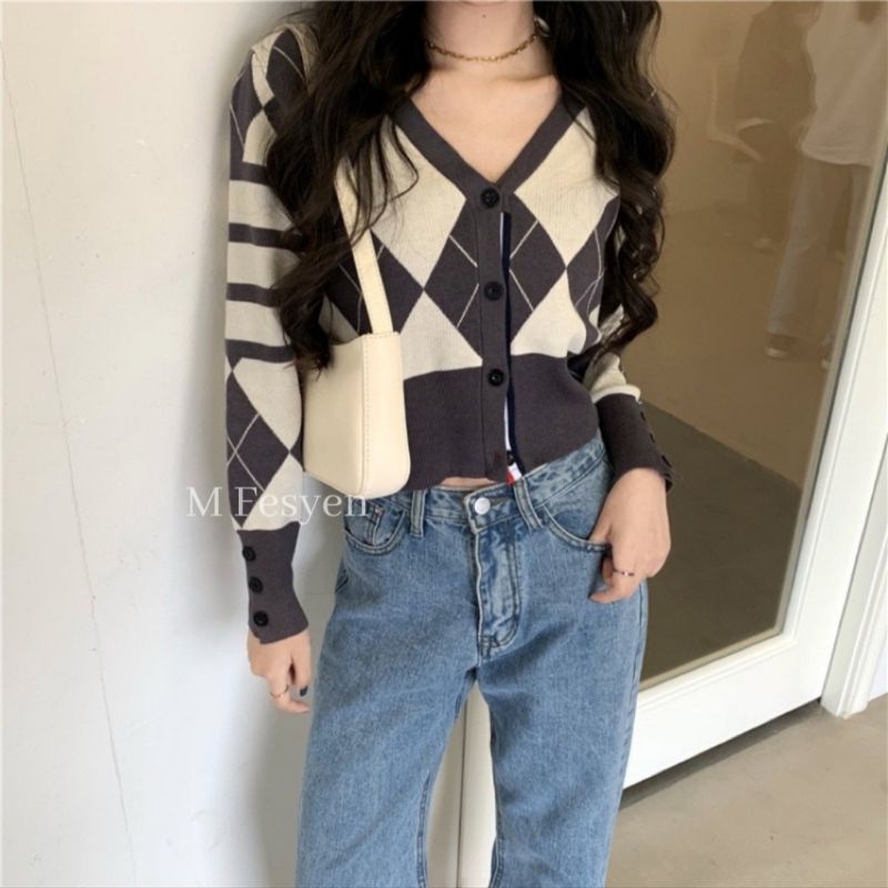 M FESYEN | JILA CARDIGAN CROP IMPORT KNIT RAJUT PREMIUM HIGH QUALITY KOREAN STYLE | CARDIGAN MINI KO