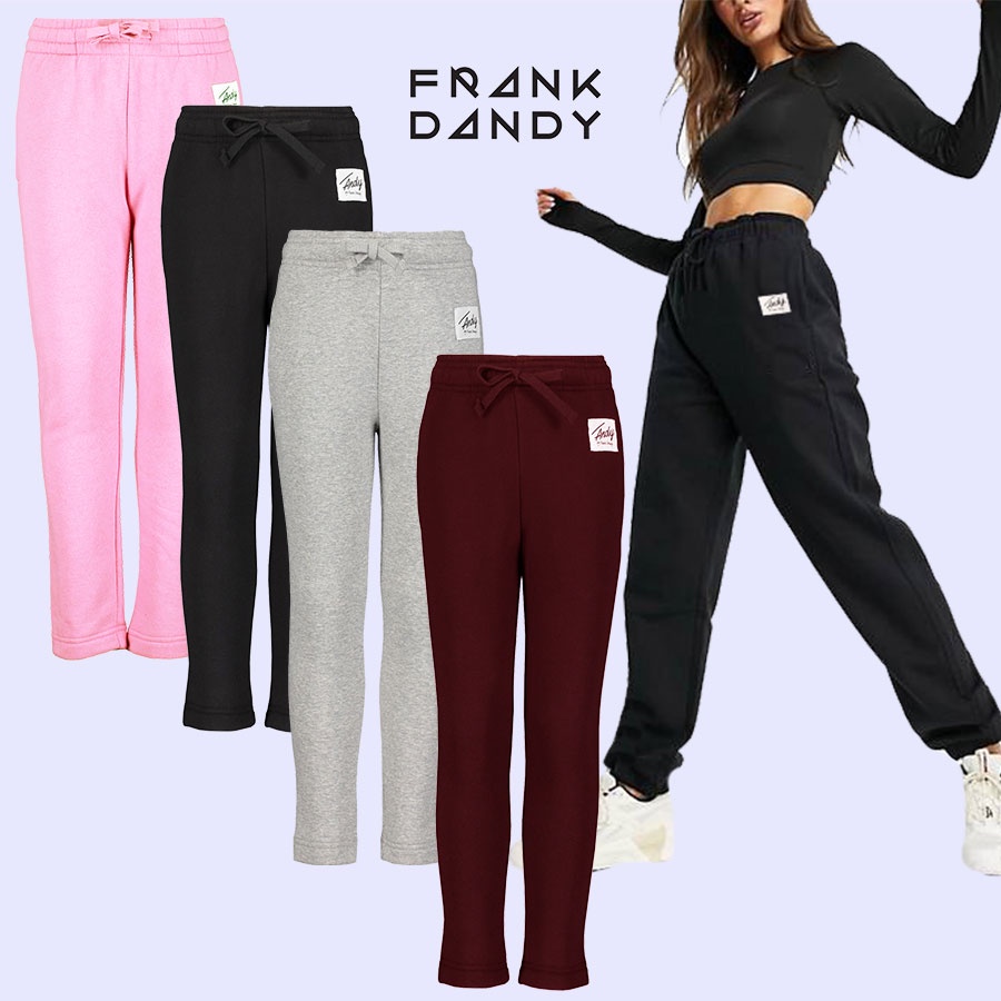 [shp] ANDY by FRANK DANDY Sweatpants - Celana Panjang Abu-Abu / Hitam Polos Wanita Branded Original