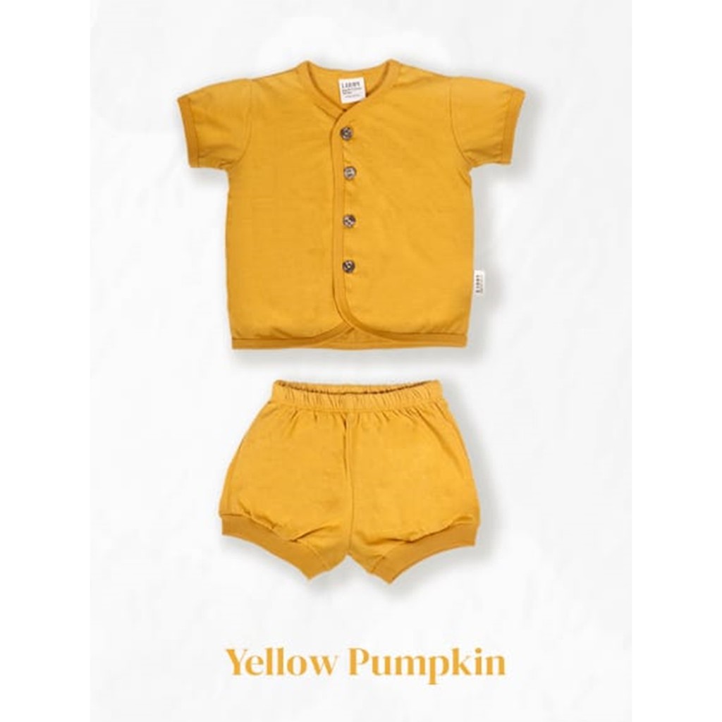 Libby Comfy Set Setelan Pendek / Libby New Born 1 Pasang 0-3 3-6 6-12 Bulan / Libby Baby / Baju Bayi-Yellow Pumpkin