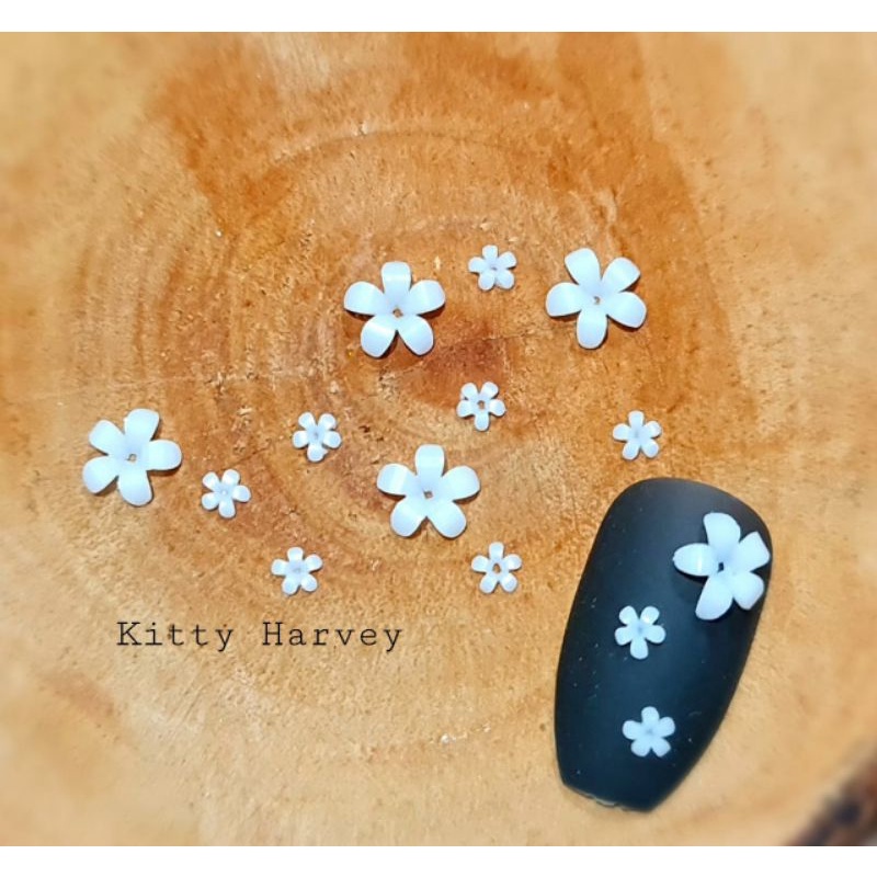 Mini Bunga akrilik Putih Dove | Hiasan Nail Art | Hiasan Tasbih Digital