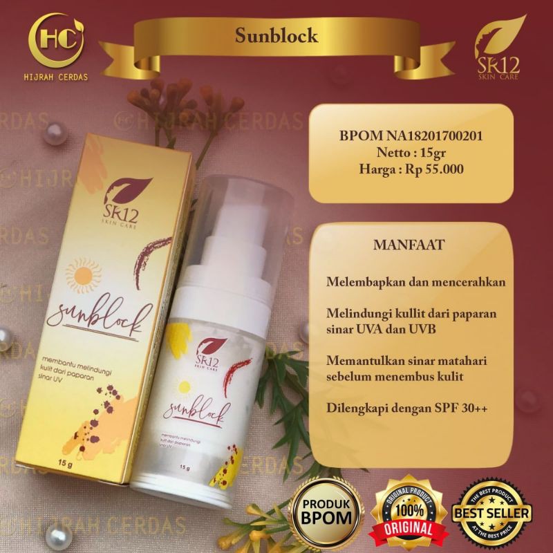 SUNBLOK SR12/sunblok Spf 30++/sunblok wajah BPOM