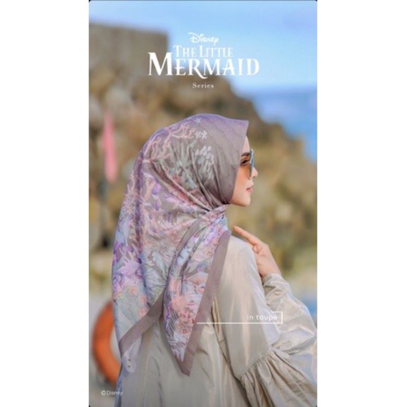 buttonscarves x disney series mermaid taupe satin