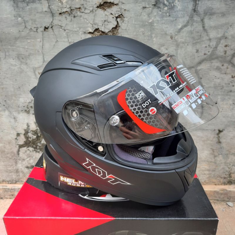 KYT FALCON FR 2 SOLID Hitam doff Visor FLAT ORIGINAL Double Visor