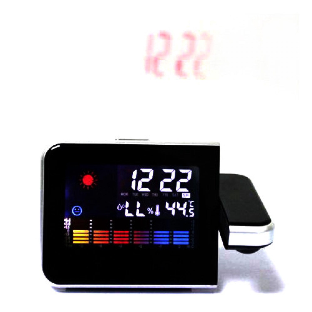 Jam Digital Proyektor Penunjuk Cuaca / Jam Digital LED Meja Penunjuk Cuaca Tanggal Hari / Jam Proyektor Lcd Lampu LED Unik Murah / Jam Pengukur Suhu Ruangan / Jam Meja LED Digital Clock Dengan Proyektor Display Light / Jam Weker Murah Original