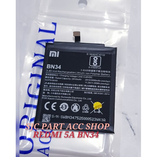 BATERAI XIAOMI REDMI 5A BN34 ORI