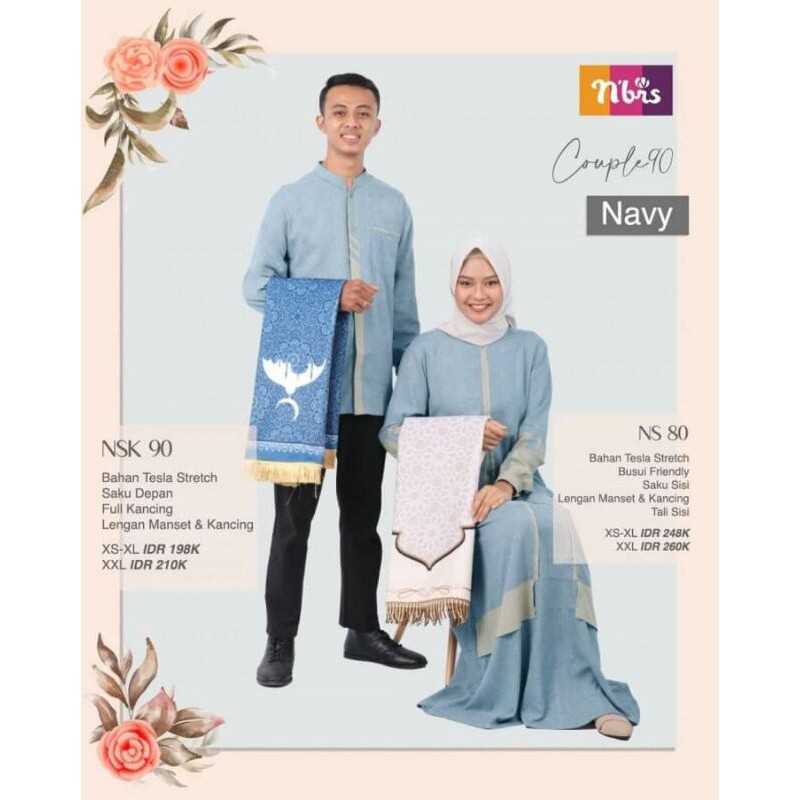 PROMO SARIMBIT NIBRAS TERBARU LEBARAN 2021 COUPLE NAVY SERIES GAMIS NIBRAS KOKO NIBRAS TERBARU