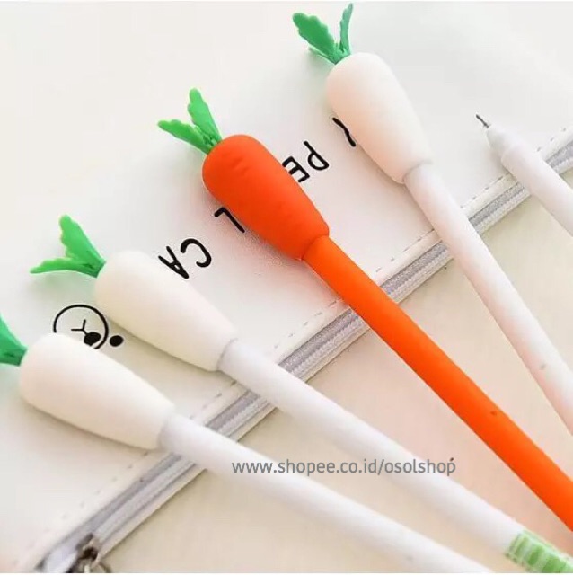 SATUAN Pulpen wortel lobak carrot pen gel karakter lucu unik