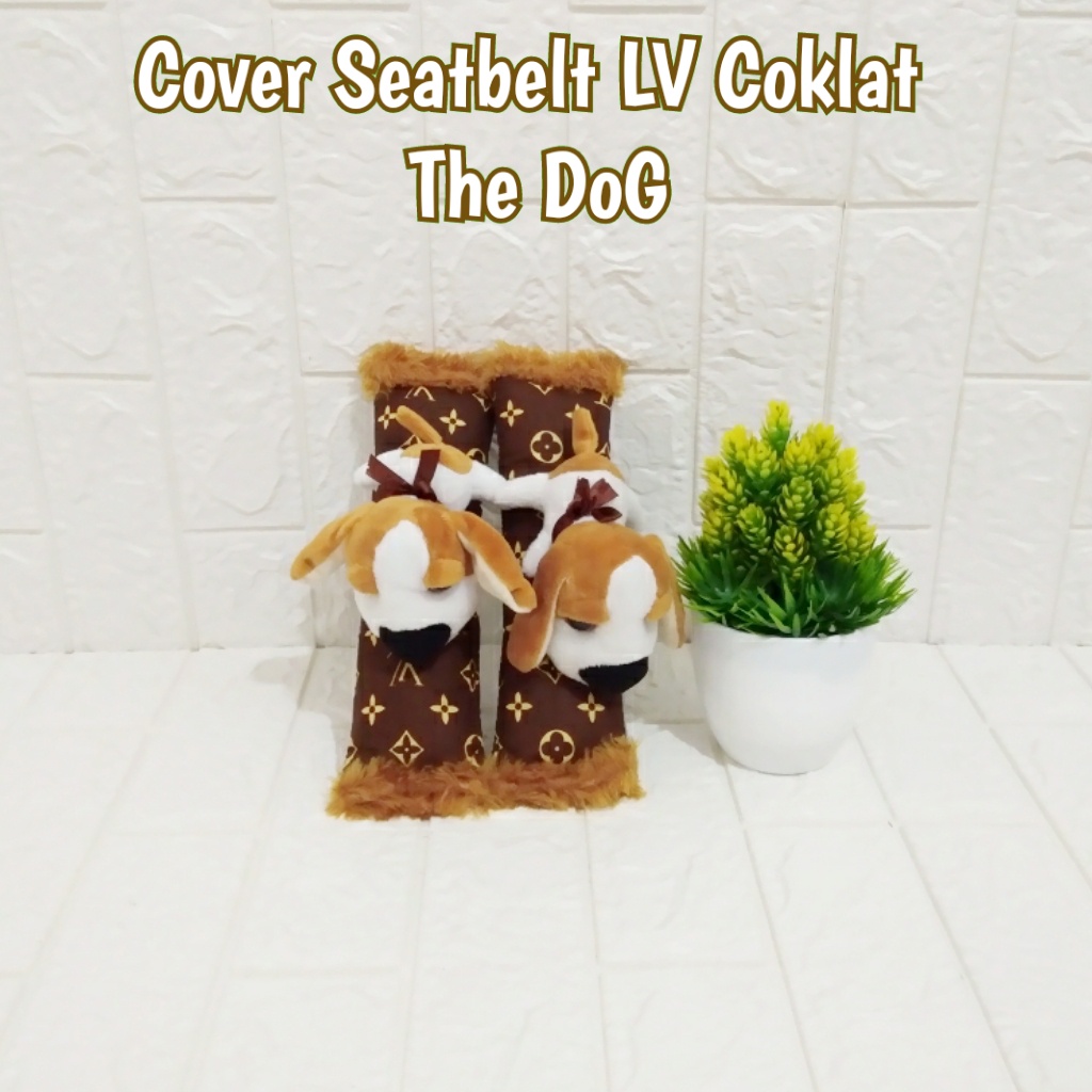 Cover Seatbelt - Sabuk Pengaman Mobil - Safety belt Motif Elvi Coklat The Dog - Anjing Kecil