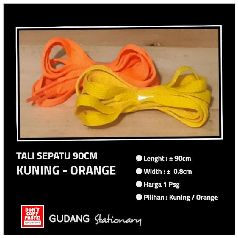 Tali Sepatu Gepeng 90 Cm Kuning Orange