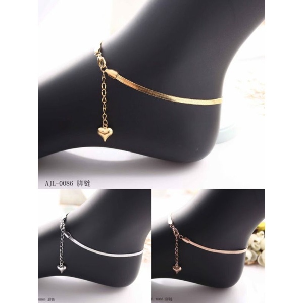 jannjewelry - gelang kaki titanium anti karat&amp;alergi 4mm size 24+3cm