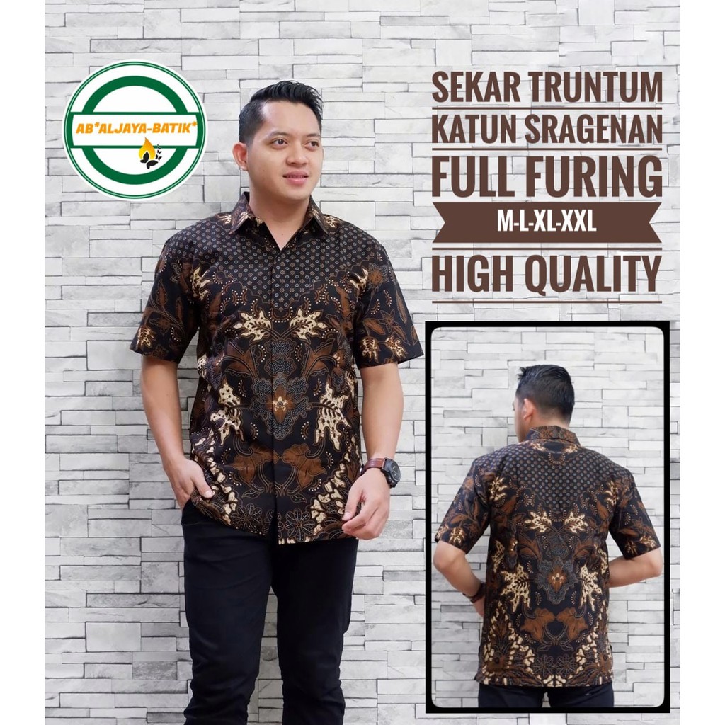 SEKAR TRUNTUM ALJAYA KEMEJA BATIK SOLO PRIA LENGAN PENDEK PANJANG LAPIS FURING ATASAN PREMIUM MODERN KATUN HALUS SEKAR TRESNO PINAYUNG PAMBUDI LUHUR MERAK  KUNCORO ABRIT KEMBANG PARANG GALING LAWASAN BAUREKSA AJI IJO PUSOKO KAPAL KANDAS KSATRIA PEACH BIMA