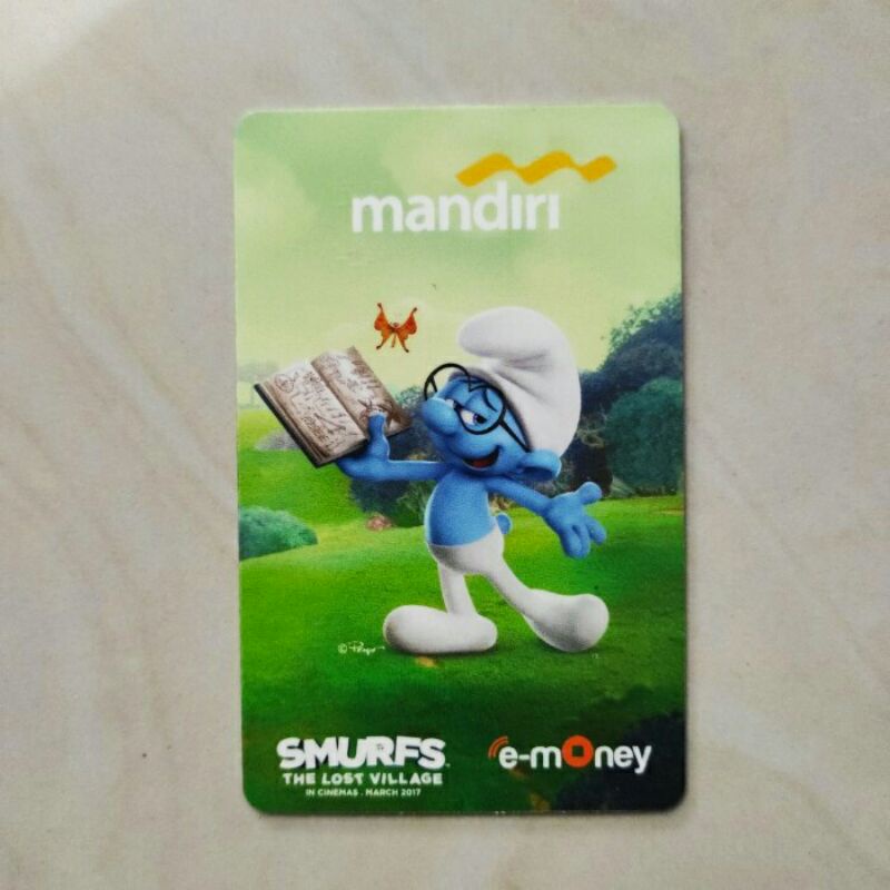 Mandiri eMoney Rare Edition - SMURFS -The Lost Villages ORI /Like eTOLL Tapcash Flazz or Brizzi