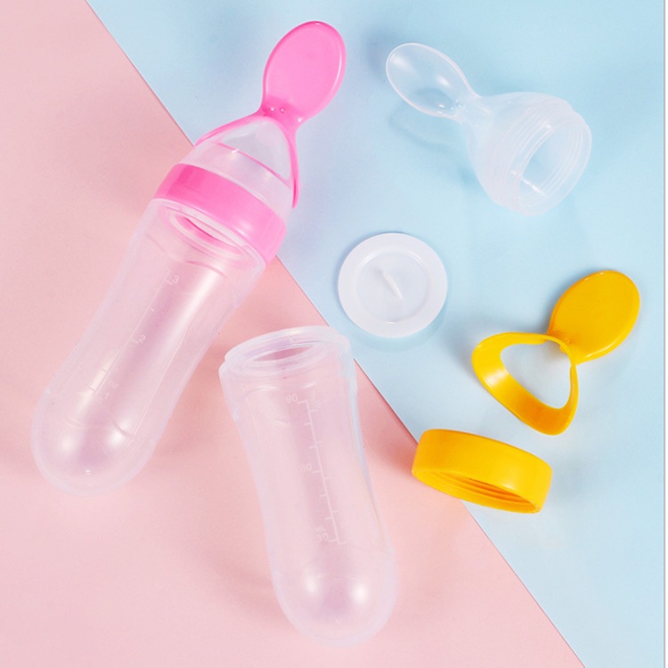 Silicone Sendok Makan Bayi/Tempat makan bayi silicon/90ml Sendok Silikon Bayi/Botol sendok makan bayi silicon (B50)