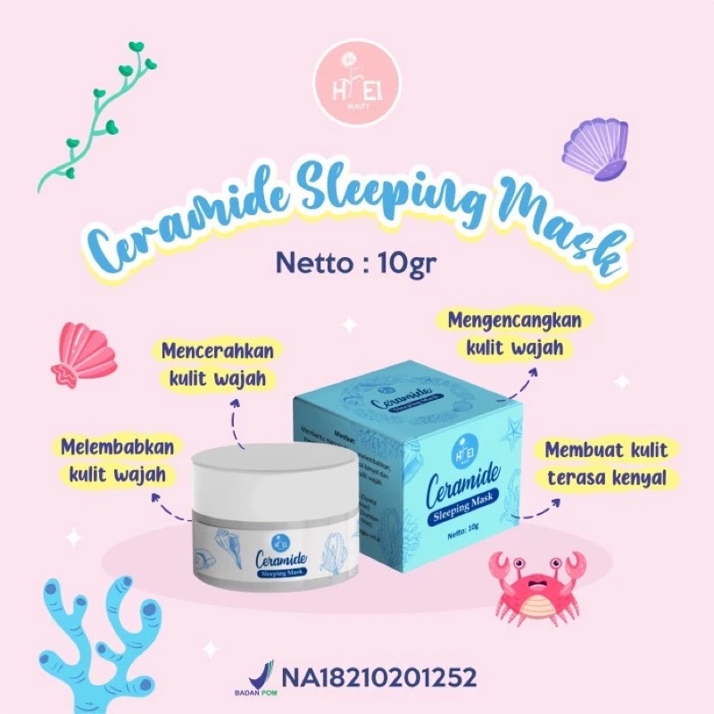 HIEL BEAUTY - Sleeping Mask Clay Mask Ceramide Centella Saffron Mugwort Honey Propolis | Masker Wajah Pelembab Pencerah Pemutih Bekas Jewata Noda Hitam Flek Kusam Kering Anti aging