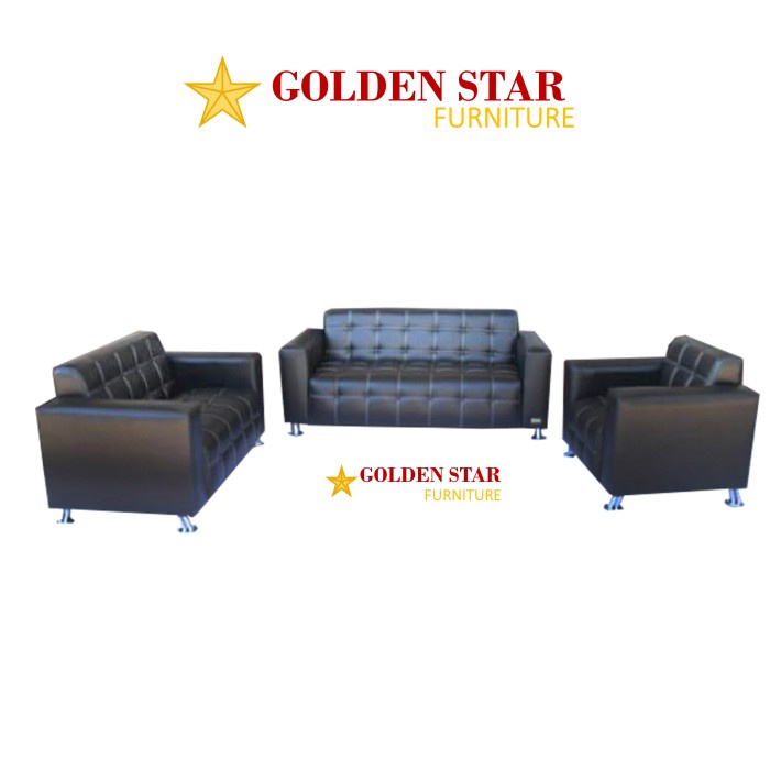 Sofa Kursi Tamu Procella Kesia 321 Hitam Minimalis Kulit Oscar Kantor