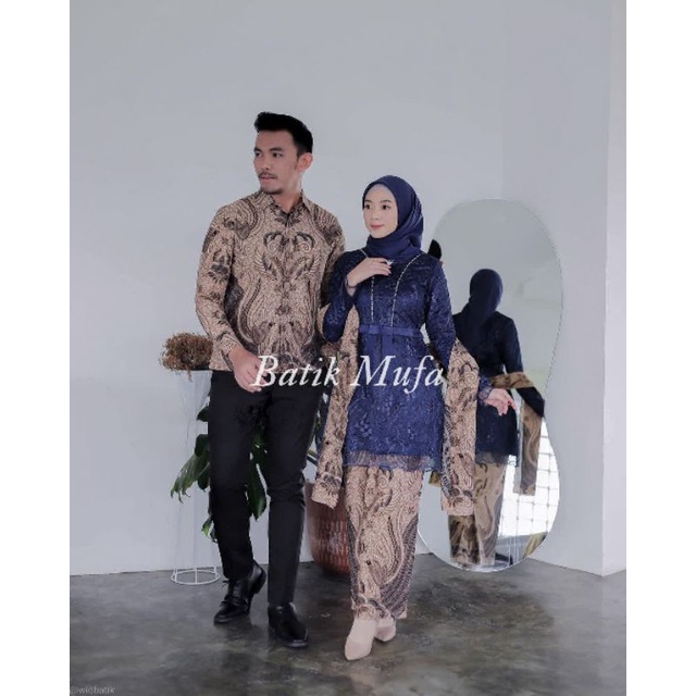 Kebaya couple KHAIRA Navy KEBAYA MODERN Kebaya brokat lamaran baju kebaya wisuda lamaran