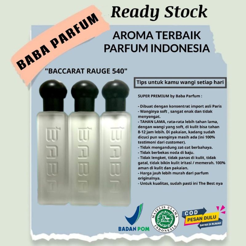 BABA PARFUM PEWANGI PARFUM BABA BACCARAT RAUGE PRIA & WANITA TAHAN LAMA ORIGINAL