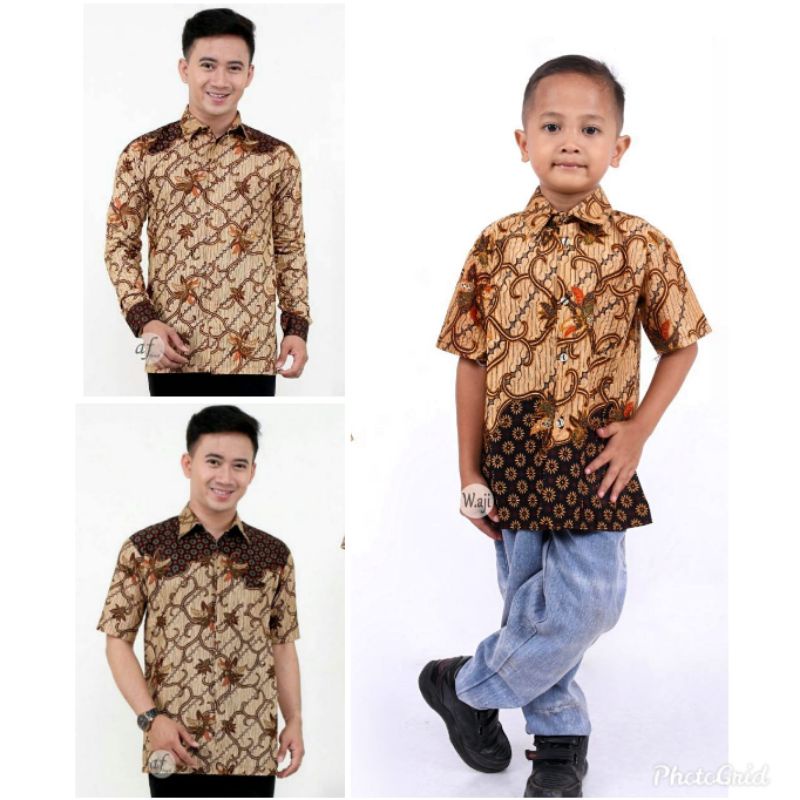 Couple Batik Ayah  Dan Anak Laki Laki - Kemeja Batik Ayah Dan Anak Lengan Pendek - Couple Ayah Anak