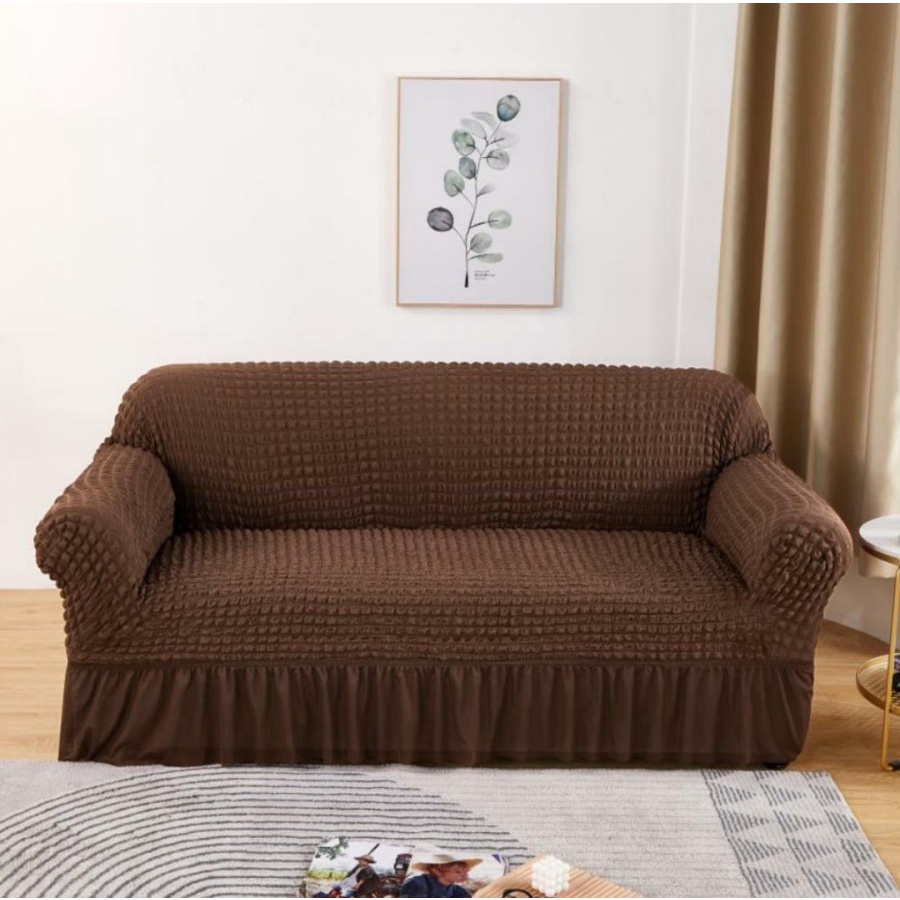 Elastic Sofa Cover With Skirt Stretch Quadruple / Sarung Alas Penutup Sofa Renda