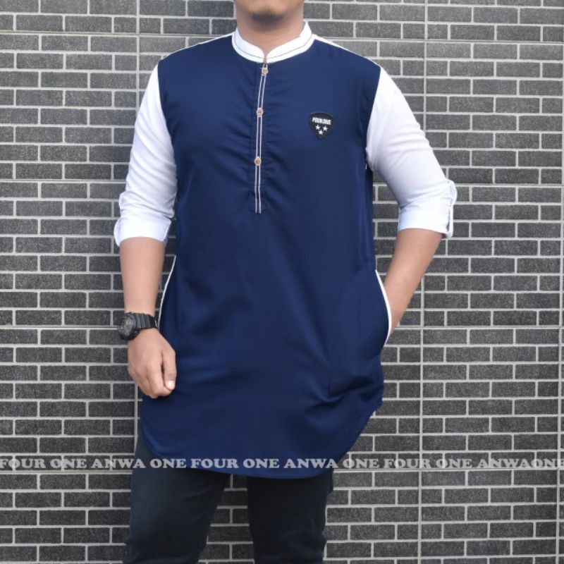 Bisa bayar di tempat / Koko pria lengan 3/4 / kurta pakistan premium dengan bahan oxford jahitan rapi tampil elegant sunnah muslim / kurta pria reglan benang timbul