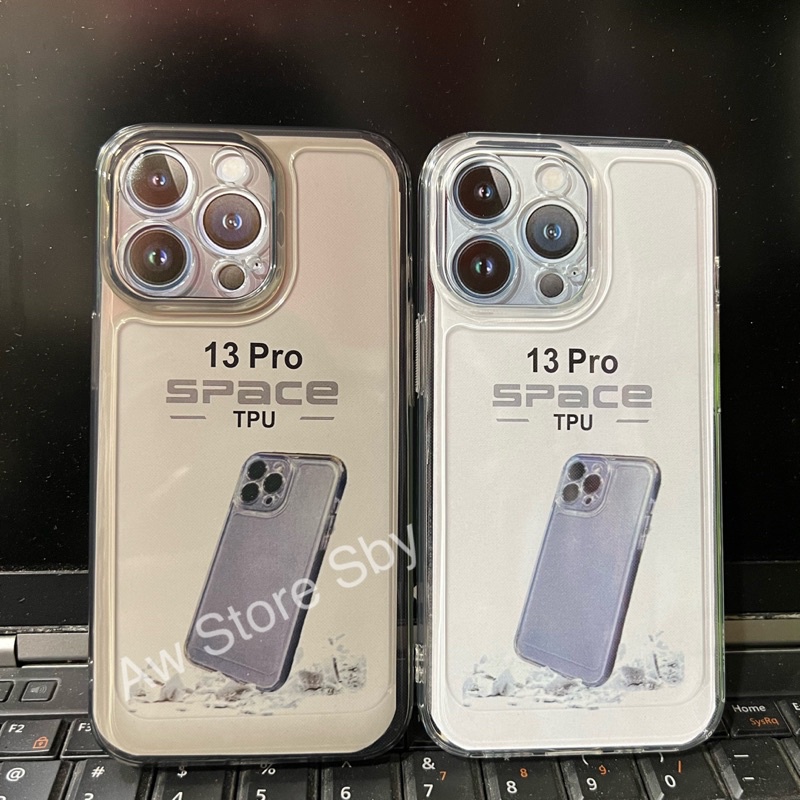 SPACE CASE IPHONE 6/6s/ 7/8/ SE/ 6+/6S+/7+/8+/X/XS MAX/XR/ 11 12 13 14 15 PRO MAX/ 15 PLUS TEBAL TRANSPARANT CAMERA PROTEC
