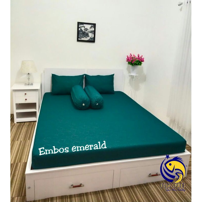 Grosir Sprei Termurah Embos Emerald / Sprei Polos Emerald / Sprei Polos Hijau Tua / Sprei Embos Hija