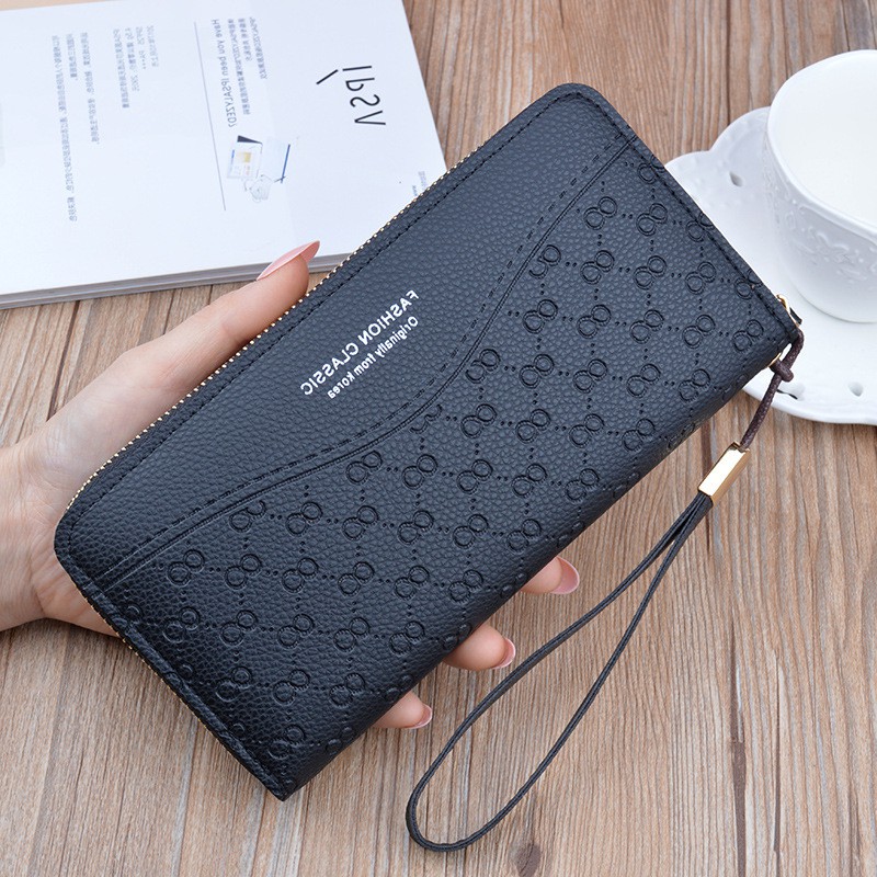 DOMPET PANJANG WANITA IMPORT RESLETING KULIT HITAM SEGUEN WA173B5 ORIGINAL BATAM MEWAH KOREA TERBARU