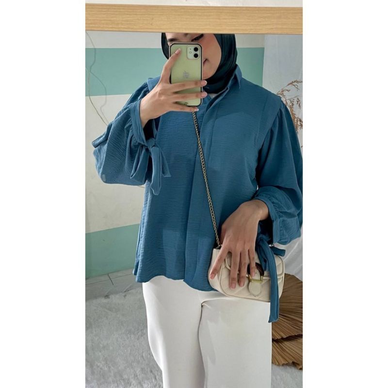 SOFIA BLOUSE Kemeja Polos Crinkle Airflow Ootd Casual Santai