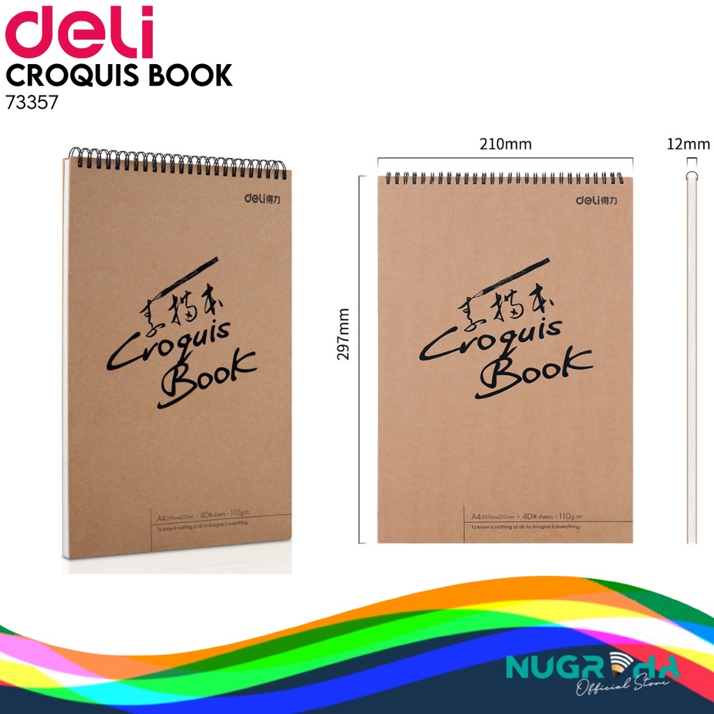 

Deli Buku Gambar & Sketch Book Hard Cover A4 40 Lembar 110gsm 73357