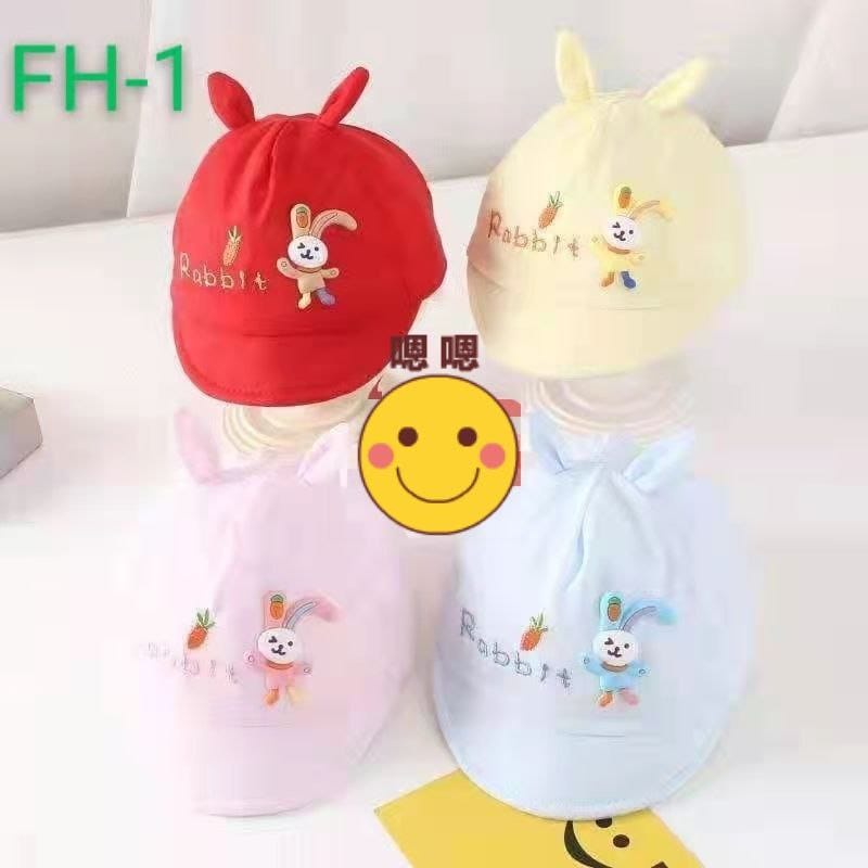 Topi Bayi Karakter Laki Laki Perempuan Model Apollo Usia New Born 0 - 3 Tahun Kualitas Terbaik Motif Kucing Rabbit Dino Micky Mouse