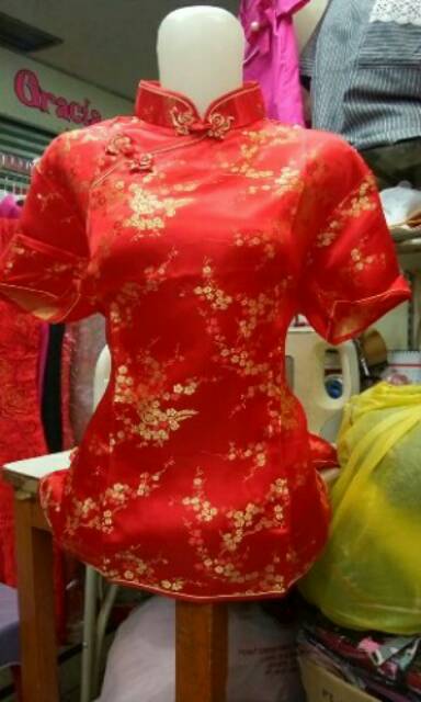 Cheongsam Blouse Wanita Semi Sutera