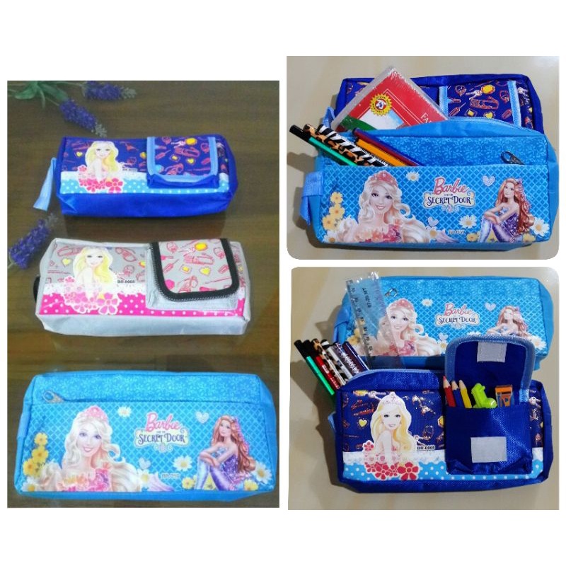 

KOTAK PENSIL KANVAS TEMPAT PENSIL ANAK SD SMP SMA KARAKTER HELLO KITTY BARBIE /PENCIL CASE ANAK CEWEK