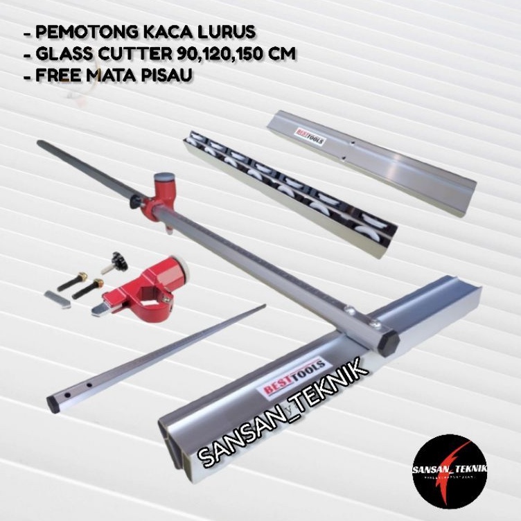 Straight T Glass Cuter T - Alat Pemotong Kaca BESTTOOLS ORIGINAL Cutter T 150cm FREE MATA PISAU