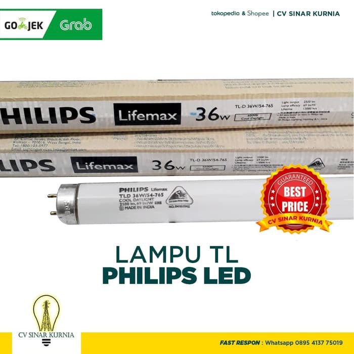 Lampu NEON TL-D Philips Lifemax 36Watt, 36W, 18 Watt, 18 W