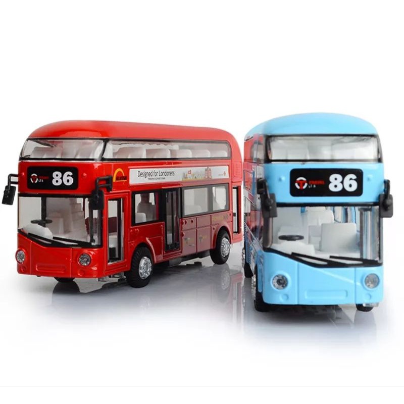 Mainan Diecast Bus London Miniatur Diecast Mobil Mobilan Bis Tingkat Luxury Bus