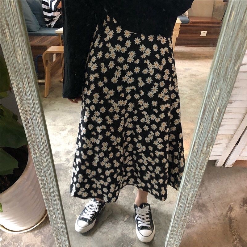 ROK MIDI MOTIF BUNGA DAISY / DAISY MIDI SKIRT / DAISY SKIRT / ROK DAISY / FLOWER MIDI SKIRT