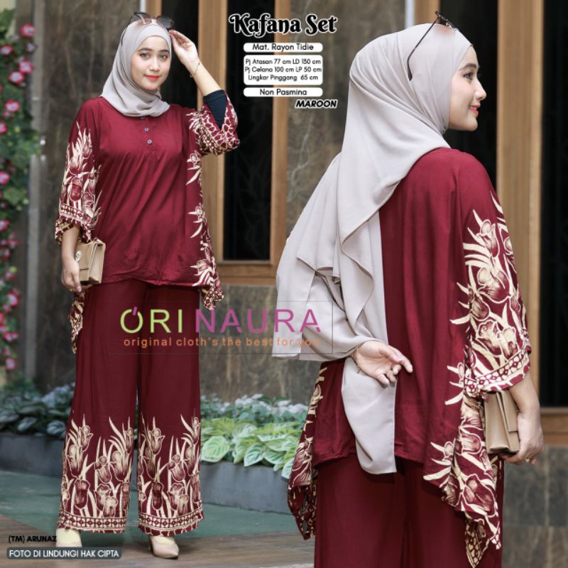 Kafana Set Jumbo  - One Set Jumbo Waka Waka Setelan Wanita Rayon Premium  Set Celana Panjang Batik Bigsize Kekinian