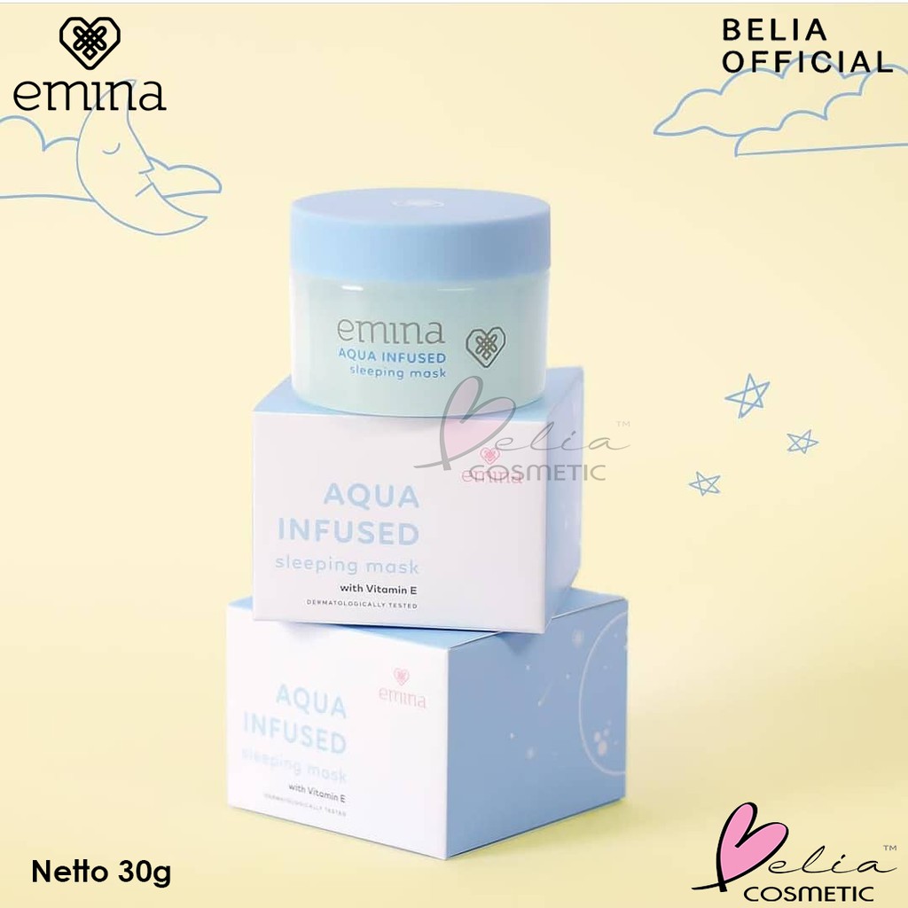 ❤ BELIA ❤ EMINA Aqua Infused Sleeping Mask with Vit E 30g | masker wajah emina