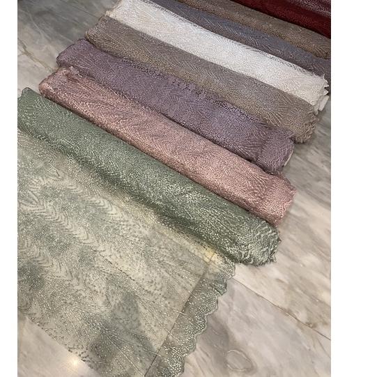 Menarik.. Bahan Kain Kebaya Brukat Brokat Tile Bordir Premium Elisaab New Series Warna Hijau Sage Gr