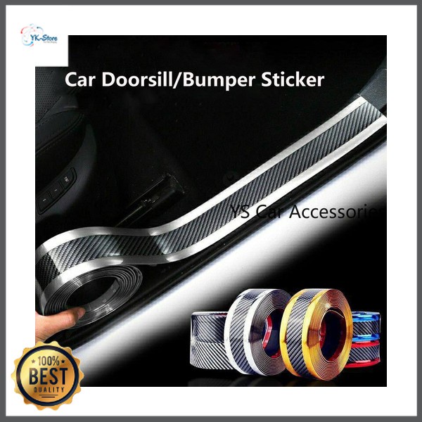 gs8 Stiker Vinyl Carbon Fiber Mobil KARBON TEBAL BERKUALITAS Stiker Vinyl Mobil Rubber Strip Car Bumper Edge Guard 7 x 100 CM / 5 x 100 CM Karlor YSB190 Hitam