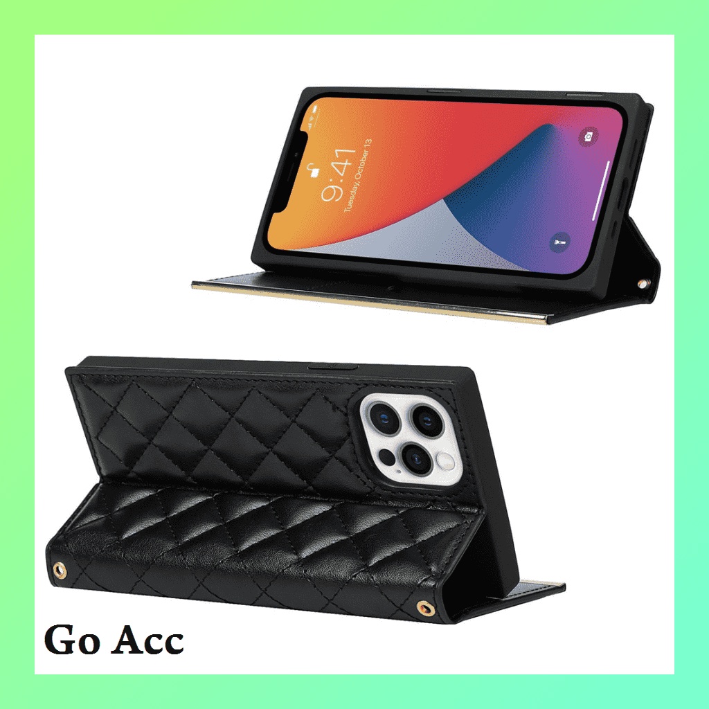 Case Dompet Tas Hitam Iphone 7 8 7+ 8+ 7plus 8plus plus X Xs Xr Xs Max 11 12 13 14 14+ Plus Pro Max Flip casing FH50