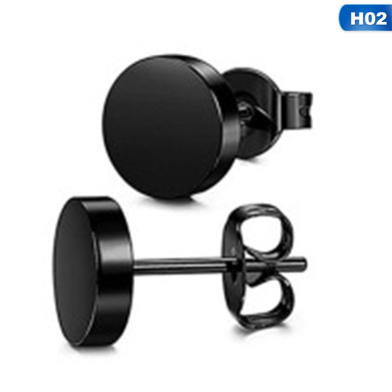 Anting Tindik Bahan Stainless Steel Warna Hitam Gaya Punk Gothic Untuk Unisex
