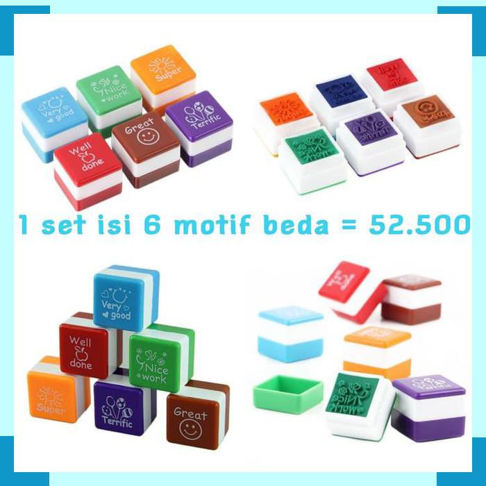 

Stamp stempel motivasi reward murid guru lucu anak mainan edukasi kayu