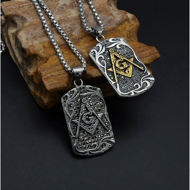 SeuSuk Vintage Jewelry Necklace Symbol Masonic Charm Pendants Statement Necklace