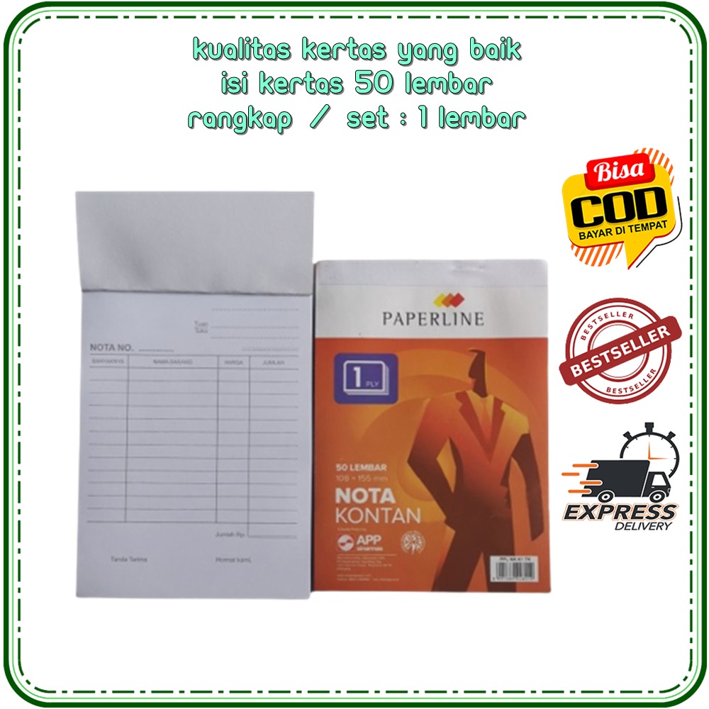 

Nota Kontan 1 Ply Paperline 50 Lembar Buku Bon Buku Nota Kontan 108 x 155mm