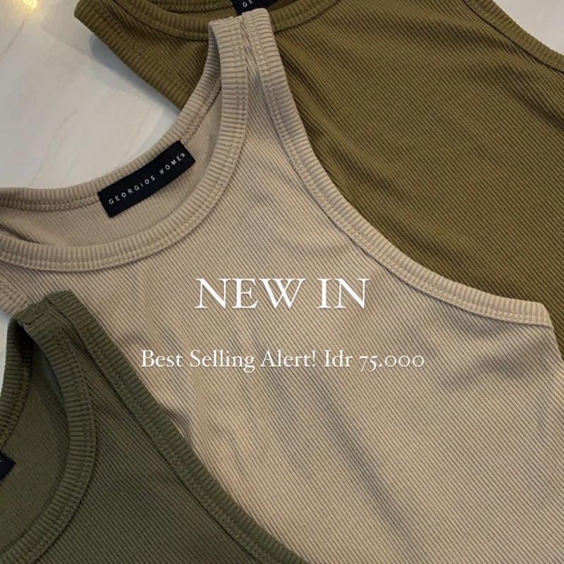 Georgios Women | High Neck Crop Top | Tanktop Rib Wanita-1