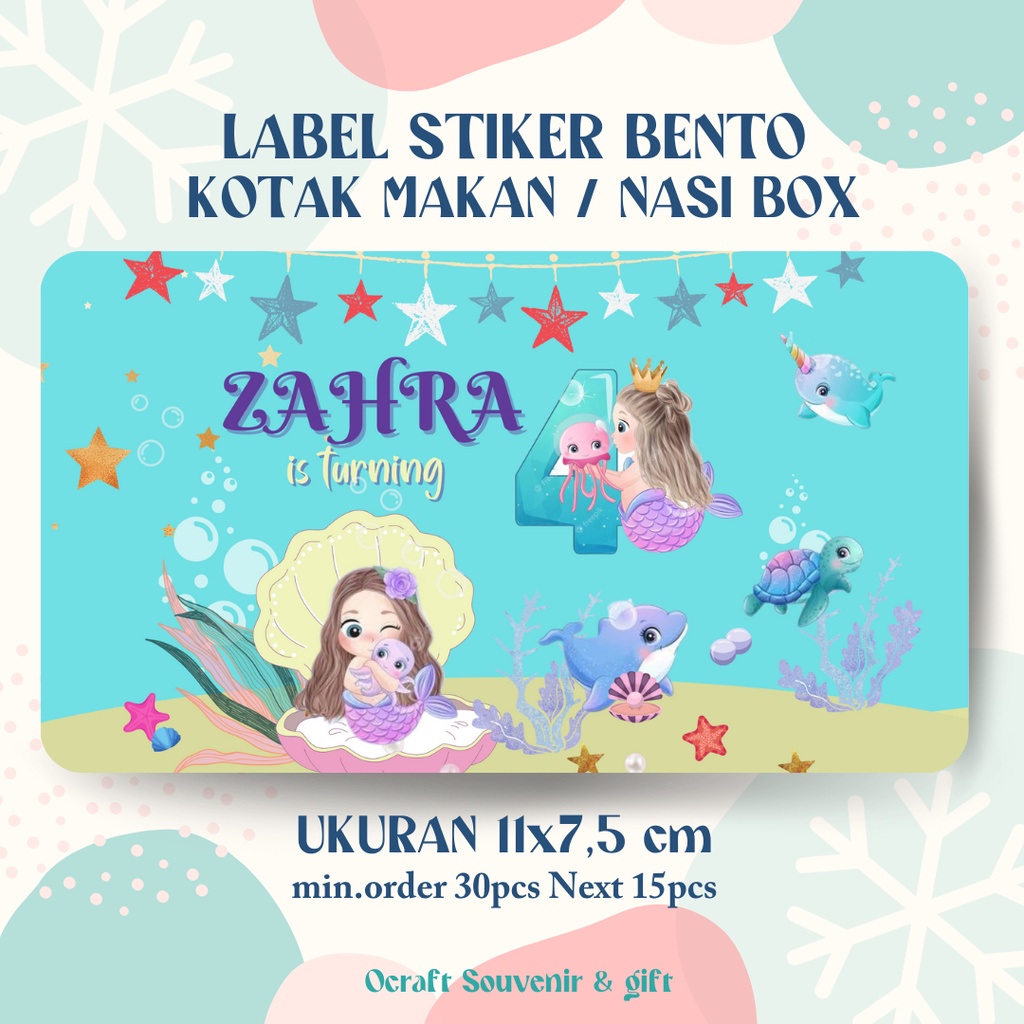 LABEL STIKER BENTO/KOTAK MAKAN/ NASI BOX / NASI DUS ULTAH/ ULANG TAHUN / AQIQAH / TASYUKURAN CHROMO